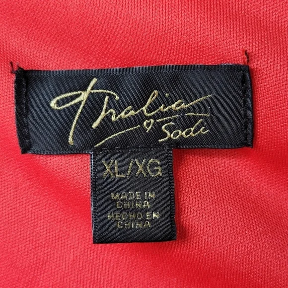 Thalia Sodi Eyelet Dress XL Red Hibiscus Bloom Spaghetti Straps Back Zip New - Picture 6 of 10